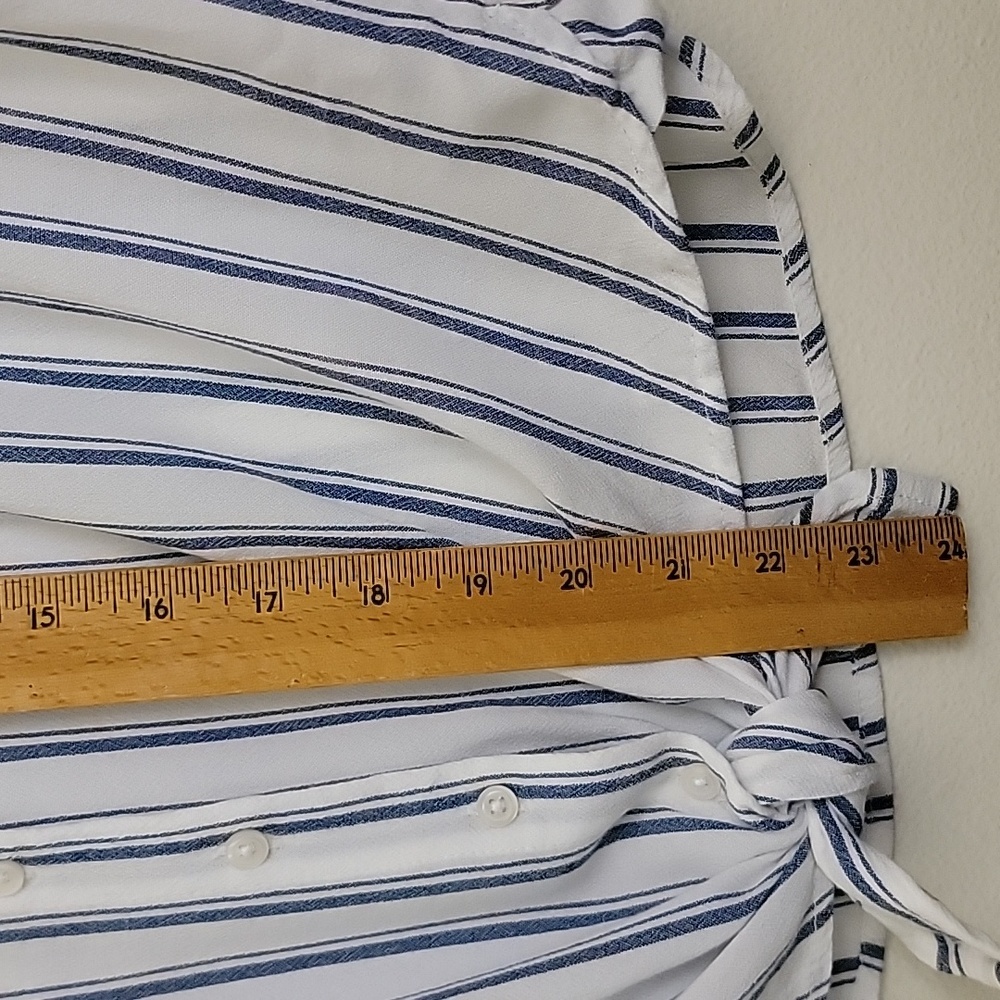 Justice Blue & White Striped Short Sleeve Top 12 - Picture 13 of 13